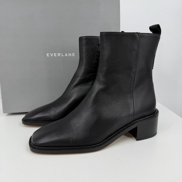 Everlane Shoes - Everlane The City Boot in Black Leather sz 7 Women's Side Zip Block Heel Ankle